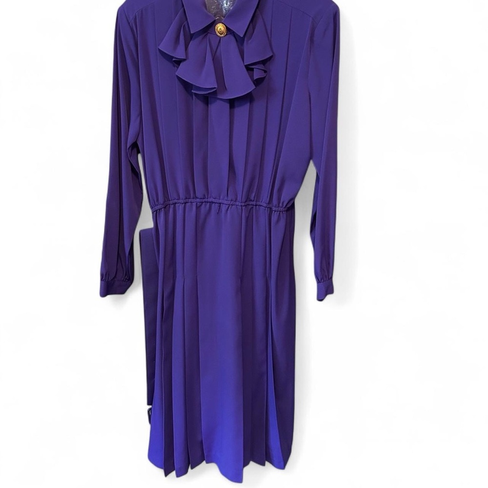 Vintage Purple Long Sleeve Shirtdress w Removable Ruffle